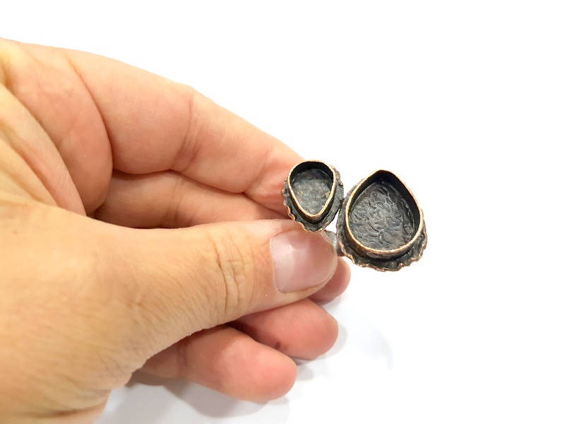 Copper Ring Settings inlay Ring Blank Mosaic Ring Bezel Base Cabochon Mountings (14x10mm,20x15mm blank) Antique Copper Plated Brass G9390