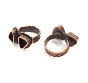 Copper Ring Settings inlay Ring Blank Mosaic Ring Bezel Base Cabochon Mountings (9x7mm blank) Antique Copper Plated Brass G9391