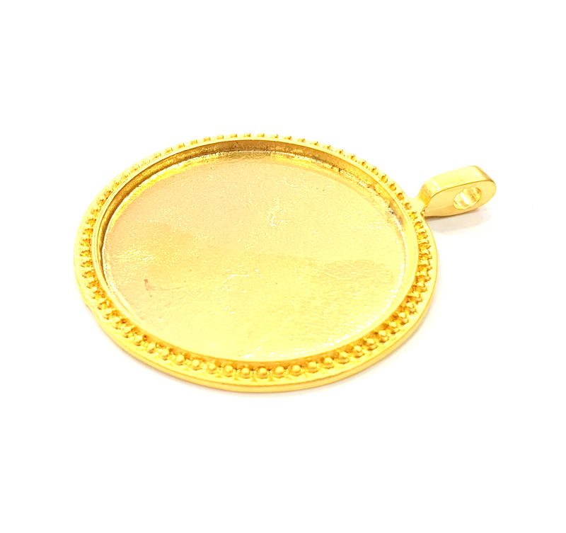 Gold Pendant Blank Base Setting Necklace Blank Resin Blank Mountings inlay Blank Gold Plated Blank ( 38mm blank ) G10362