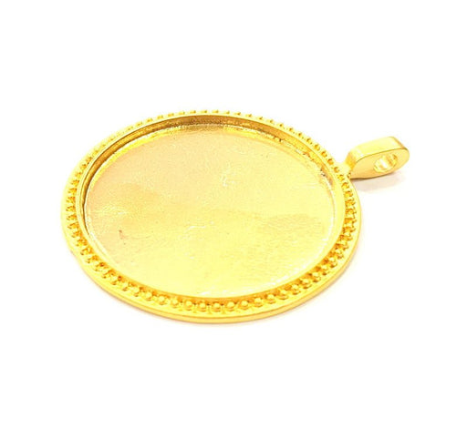 Gold Pendant Blank Base Setting Necklace Blank Resin Blank Mountings inlay Blank Gold Plated Blank ( 38mm blank ) G10362