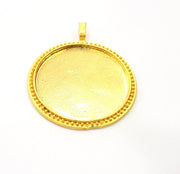 Gold Pendant Blank Base Setting Necklace Blank Resin Blank Mountings inlay Blank Gold Plated Blank ( 38mm blank ) G10362