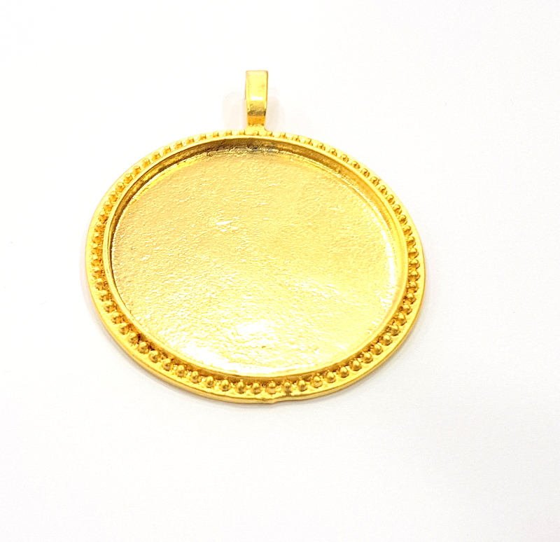 Gold Pendant Blank Base Setting Necklace Blank Resin Blank Mountings inlay Blank Gold Plated Blank ( 38mm blank ) G10362