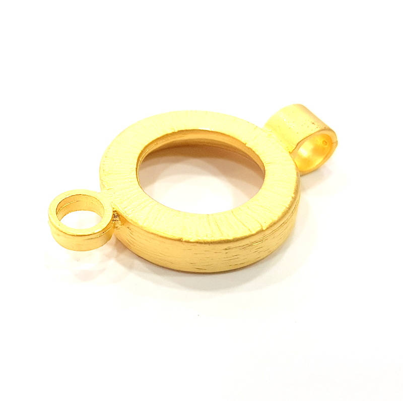 2 Gold Pendant Blank Base Setting Necklace Blank Resin Blank Mountings inlay Blank Gold Plated Blank ( 18mm blank ) G10367