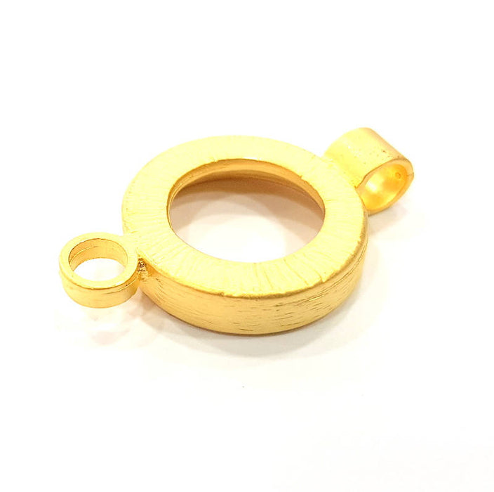 2 Gold Pendant Blank Base Setting Necklace Blank Resin Blank Mountings inlay Blank Gold Plated Blank ( 18mm blank ) G10367