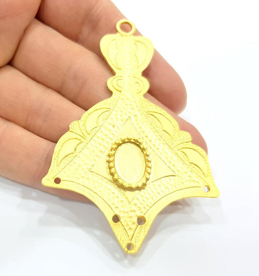 Large Gold Pendant Blank Gold Plated Metal Pendant (82x57mm)  G10371