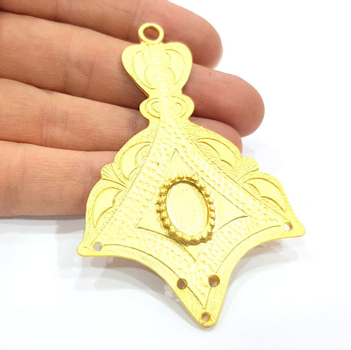 Large Gold Pendant Blank Gold Plated Metal Pendant (82x57mm)  G10371