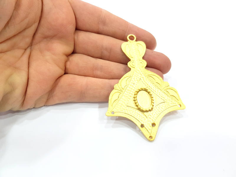 Large Gold Pendant Blank Gold Plated Metal Pendant (82x57mm)  G10371