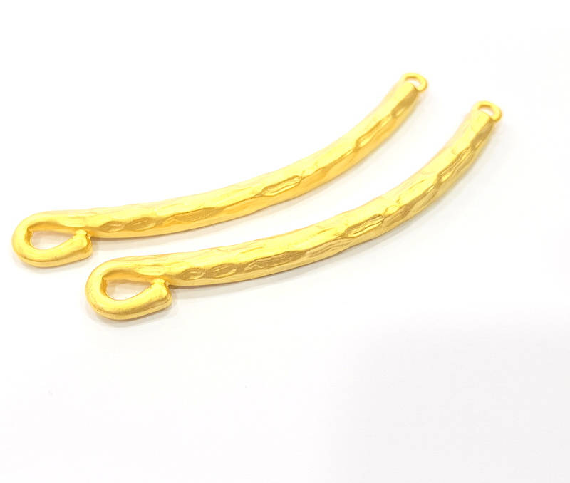 Ringed Rod Connector  Gold Plated Metal Charms  (83x5mm)  G10373