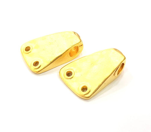 2 Gold Hammered Charms Gold Plated Metal Charms  (26x17mm)  G10374