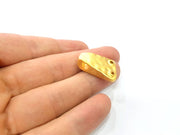 2 Gold Hammered Charms Gold Plated Metal Charms  (26x17mm)  G10374