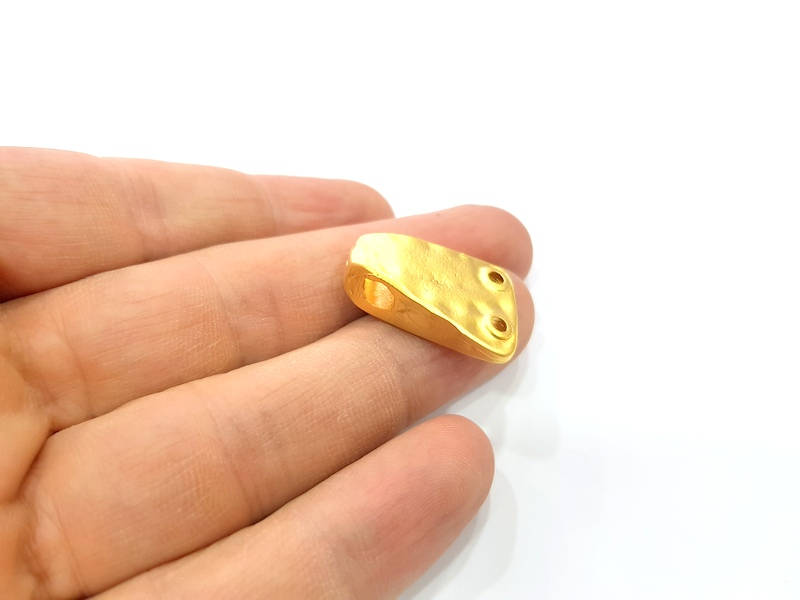 2 Gold Hammered Charms Gold Plated Metal Charms  (26x17mm)  G10374