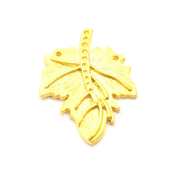 Leaf Charm Gold Plated Metal Charms  (38x29mm)  G10375