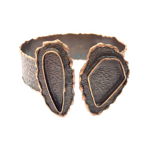 Copper Bracelet Blanks Bangle Blanks Cuff Blanks Adjustable Hammered Bracelet Blank Antique Copper Plated Brass (27x19mm and 33x11mm ) G9417