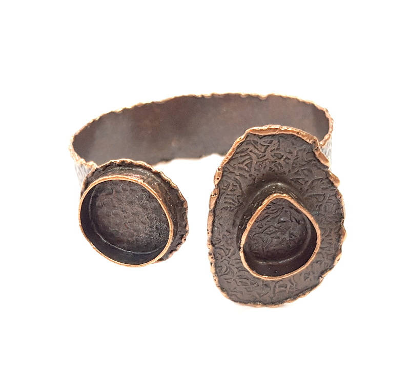 Copper Bracelet Blanks Bangle Blanks Cuff Blanks Adjustable Hammered Bracelet Blank Antique Copper Plated Brass (20x15mm and 20mm ) G9418
