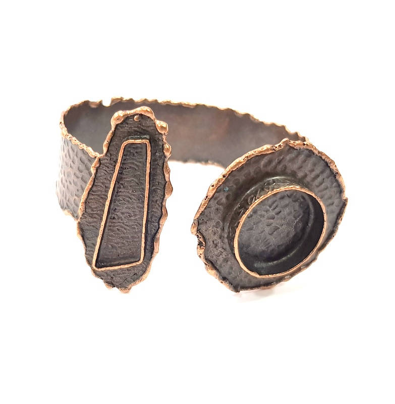 Copper Bracelet Blanks Bangle Blanks Cuff Blanks Adjustable Hammered Bracelet Blank Antique Copper Plated Brass (33x10mm and 20mm ) G9420