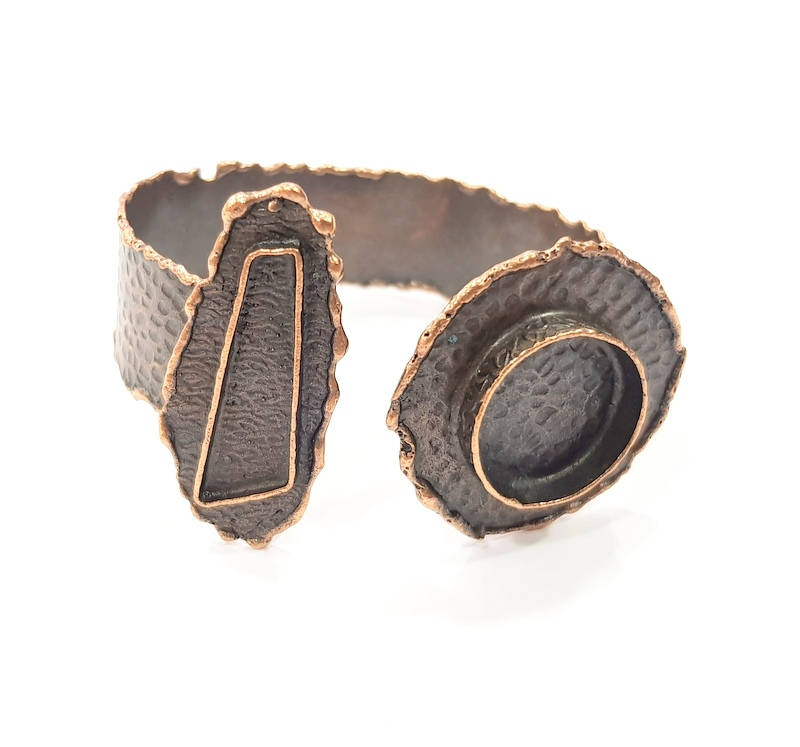 Copper Bracelet Blanks Bangle Blanks Cuff Blanks Adjustable Hammered Bracelet Blank Antique Copper Plated Brass (33x10mm and 20mm ) G9420
