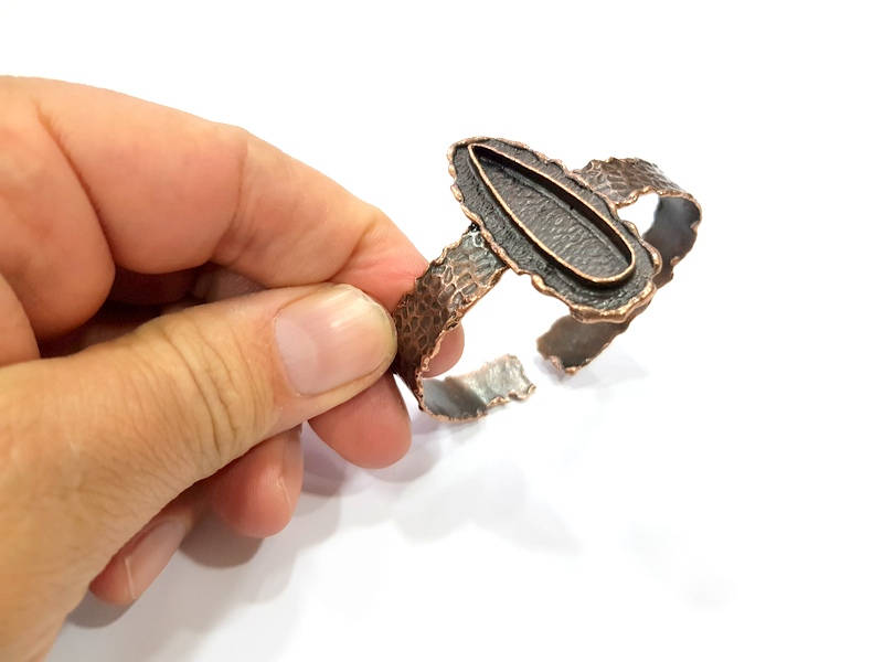 Copper Bracelet Blanks Bangle Blanks Cuff Blanks Adjustable Hammered Bracelet Blank Antique Copper Plated Brass (33x10mm ) G9422