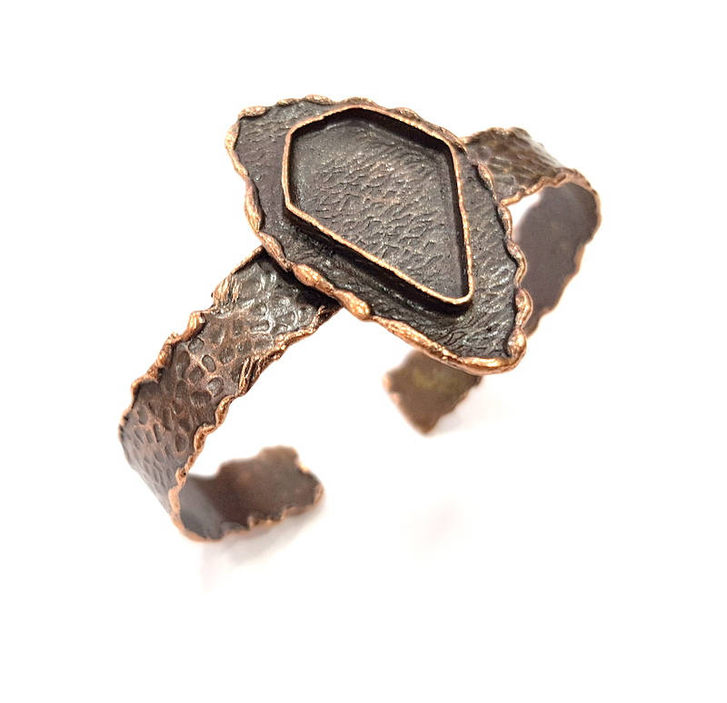 Copper Bracelet Blanks Bangle Blanks Cuff Blanks Adjustable Hammered Bracelet Blank Antique Copper Plated Brass (27x18mm ) G9424