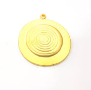 2 Gold Round Charms Gold Plated Metal Charms (32mm)  G10381