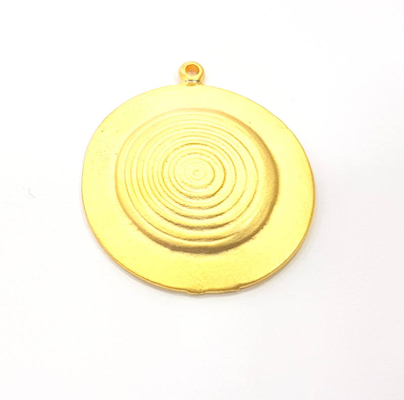 2 Gold Round Charms Gold Plated Metal Charms (32mm)  G10381