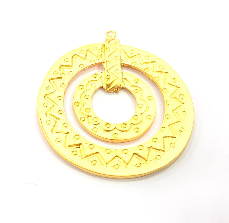 Large Circle Pendant Gold Plated Metal Pendant (57mm)  G10387