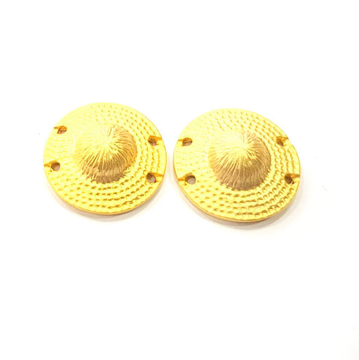2 Gold Connector Gold Plated Metal Pendant (23mm)  G10388