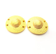 2 Gold Connector Gold Plated Metal Pendant (23mm)  G10388