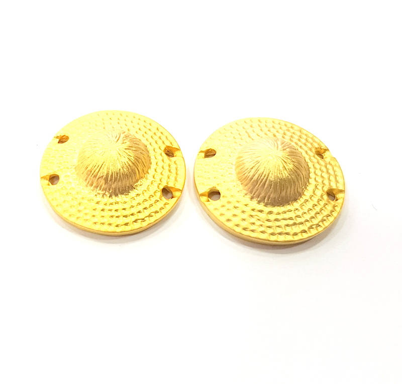 2 Gold Connector Gold Plated Metal Pendant (23mm)  G10388