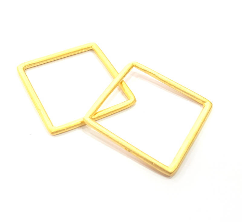 2 Square Connector Matt Gold Connector  (32mm)  G10389