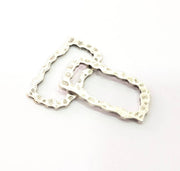 4 Hammered Frame Connector Antique Silver Plated Metal (26x14mm) G10433