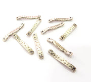 10 Two Perforated Bar Connector Antique Silver Plated Metal (26x4mm) G10437