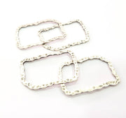 4 Hammered Frame Connector Antique Silver Plated Metal (36x22mm) G10438