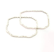 4 Hammered Frame Connector Antique Silver Plated Metal (55x43mm) G10434