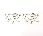 2 Elephant Charms Connector Antique Silver Plated Brass Charms (22x16mm)  G10441
