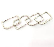 4 Hammered Frame Connector Antique Silver Plated Metal (31x18mm) G10444