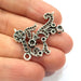 Flower Charms Connector Antique Silver Plated Brass Charms (37x28mm)  G10448