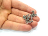 Flower Charms Connector Antique Silver Plated Brass Charms (37x28mm)  G10448