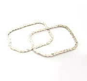 4 Hammered Frame Connector Antique Silver Plated Metal (46x32mm) G10450