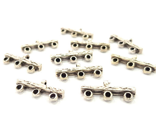 10 End Bar Antique Silver Plated Metal Findings (18x8mm) G15987