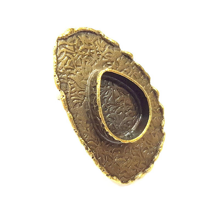 Antique Bronze Ring Blank Ring Setting inlay Blank Mosaic Bezel Base Cabochon Mountings (20x15mm Blank ) Antique Bronze Plated Brass G10458