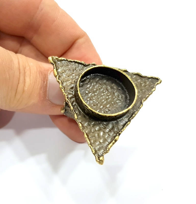 Antique Bronze Ring Blank Ring Setting inlay Blank Mosaic Bezel Base Cabochon Mountings (20mm Blank ) Antique Bronze Plated Brass G10459