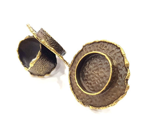 Antique Bronze Ring Blank Ring Setting inlay Blank Mosaic Bezel Base Cabochon Mountings (20mm Blank ) Antique Bronze Plated Brass G10461