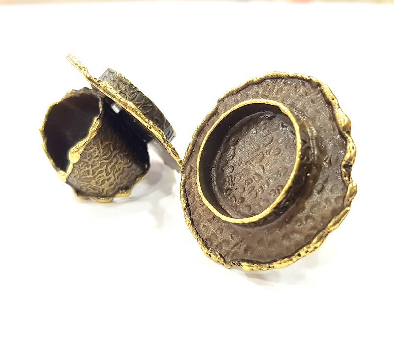 Antique Bronze Ring Blank Ring Setting inlay Blank Mosaic Bezel Base Cabochon Mountings (20mm Blank ) Antique Bronze Plated Brass G10461