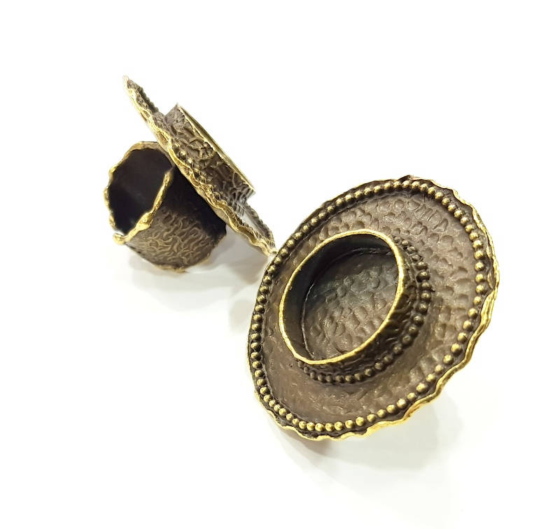 Antique Bronze Ring Blank Ring Setting inlay Blank Mosaic Bezel Base Cabochon Mountings (20mm Blank ) Antique Bronze Plated Brass G10462