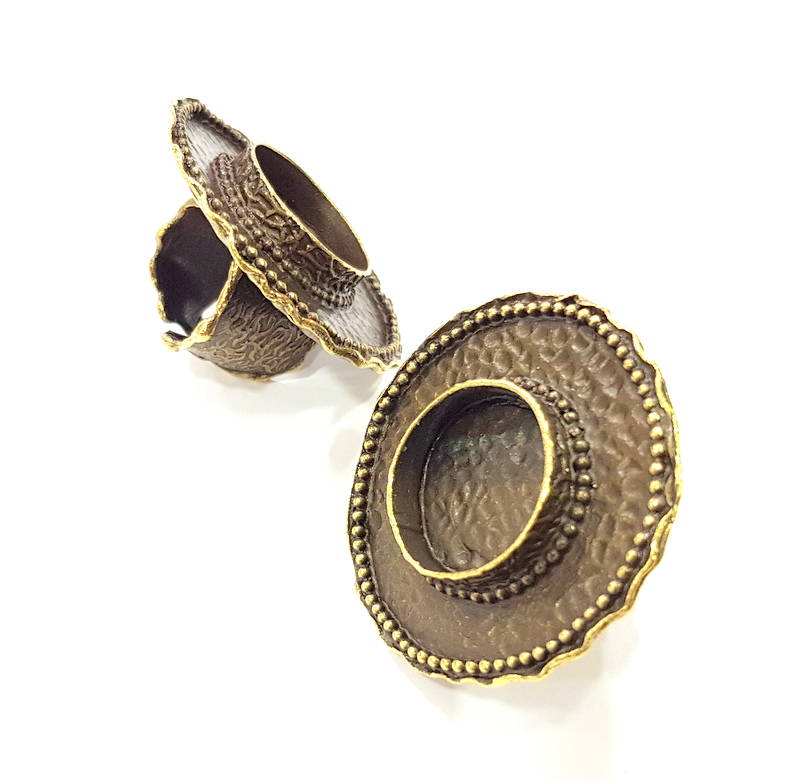 Antique Bronze Ring Blank Ring Setting inlay Blank Mosaic Bezel Base Cabochon Mountings (20mm Blank ) Antique Bronze Plated Brass G10462