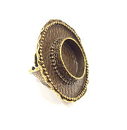 Antique Bronze Ring Blank Ring Setting inlay Blank Mosaic Bezel Base Cabochon Mountings (20mm Blank ) Antique Bronze Plated Brass G10462