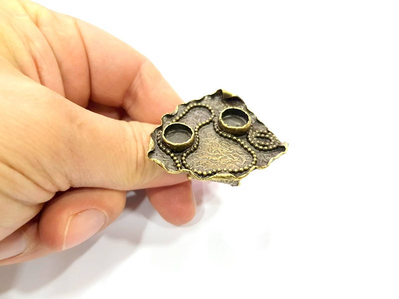 Antique Bronze Ring Blank Ring Setting inlay Blank Mosaic Bezel Base Cabochon Mountings (10mm Blank ) Antique Bronze Plated Brass G10463