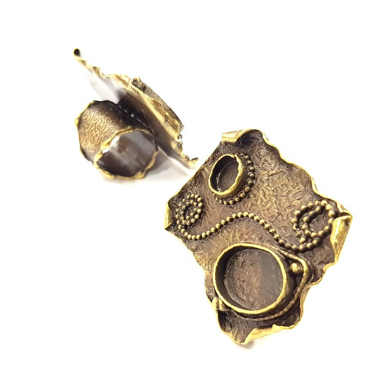 Antique Bronze Ring Blank Ring Setting inlay Mosaic Bezel Base Cabochon Mountings(18x13mm,10mm Blank)Antique Bronze Plated Brass G10464