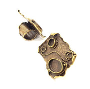 Antique Bronze Ring Blank Ring Setting inlay Mosaic Bezel Base Cabochon Mountings(18x13mm,10mm Blank)Antique Bronze Plated Brass G10464