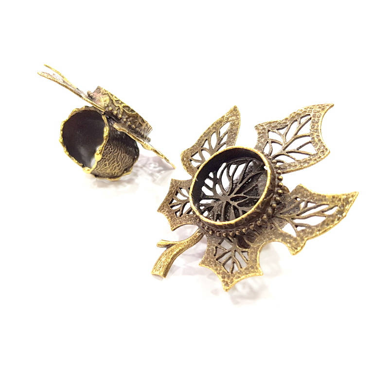 Antique Bronze Ring Blank Ring Setting inlay Blank Mosaic Bezel Base Cabochon Mountings (20mm Blank ) Antique Bronze Plated Brass G10465